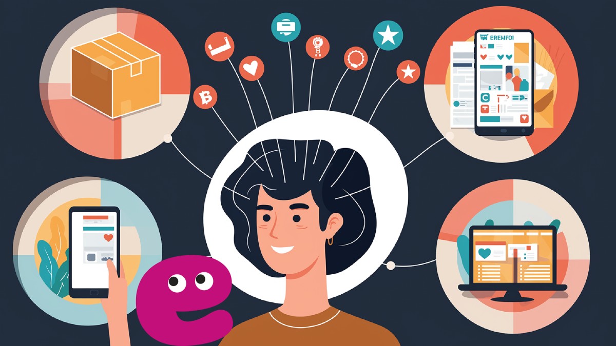 Illustrazione calda e concettuale di una figura umana (il Cliente) al centro, con bolle di pensiero (Paure, Emozioni, Aspirazioni) che si irradiano. Delle mani (l'agenzia) sono impegnate a connettere e mappare queste bolle su una Customer Journey Map.