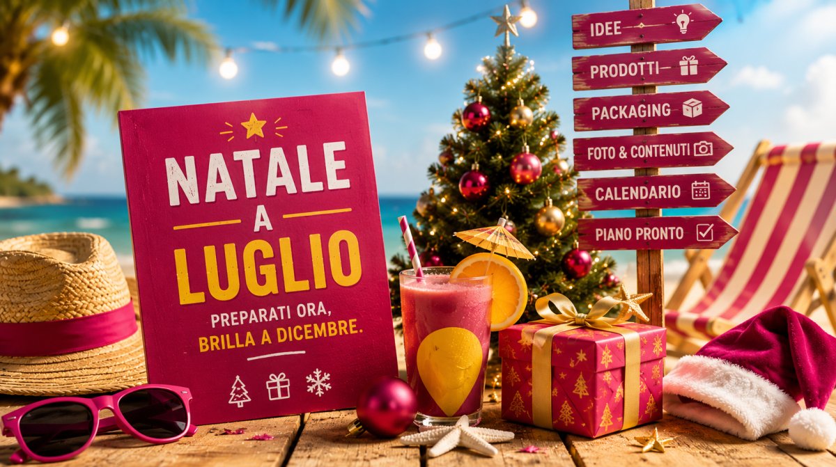 Il tuo panettone di Natale? Si decide adesso, con il costume ancora addosso. Scopri le 7 mosse che i brand food &amp; beverage più furbi fanno già a luglio per arrivare a dicembre senza affanni e battere sul tempo la concorrenza.